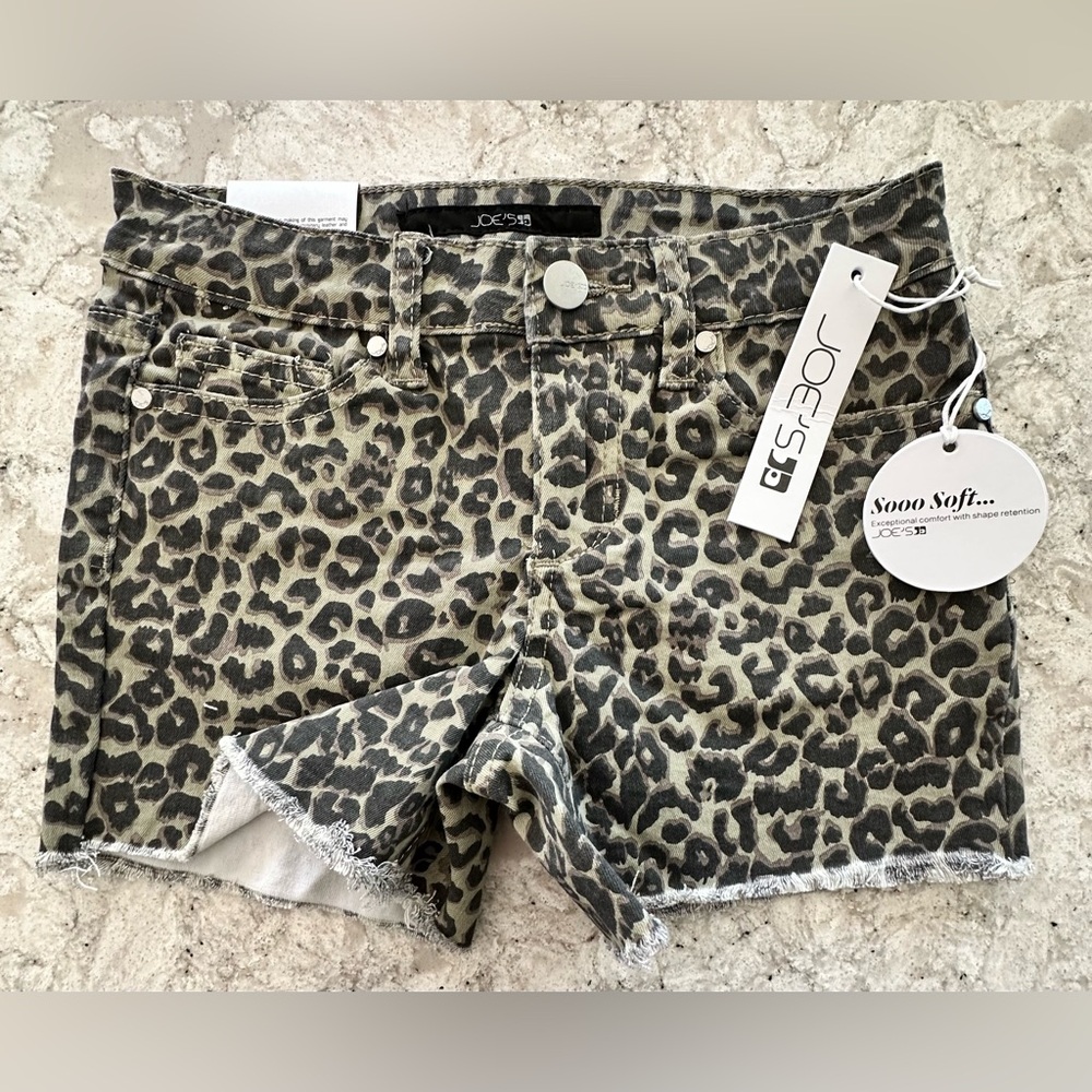 Joe's Jeans Leopard Print Girl’s Soft Jean shorts mid rise size 12 NWT